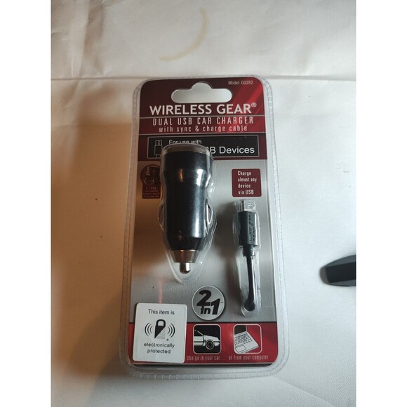 Wireless Gear Dual USB car Charger + Dual USB port AC Charger Cell Phone Black - Picture 1 of 1